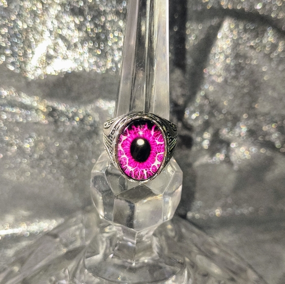 Jewelry - Ring, Eye Eyeball, Purple, Fashion Ring, Silver Tone, Size 10, Fun, Unique